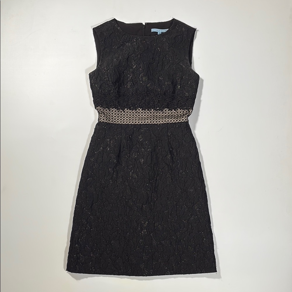 ANTONIO MELANI Black Sleeveless Sheath Mini Dress